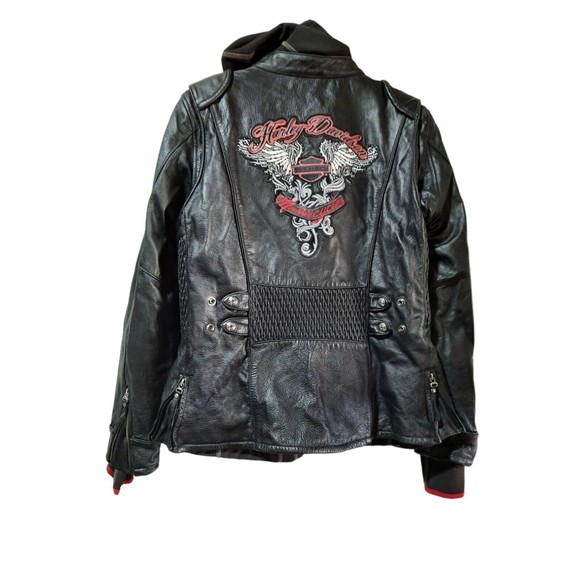 Motorcycle Harley Davidson Womens Leather Jacket With Rhinestones